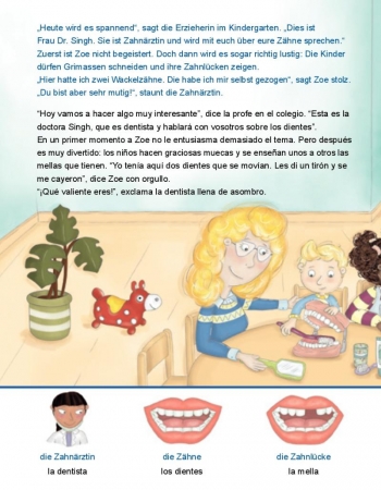 Beim Zahnarzt, Kinderbuch in Deutsch - Spanisch