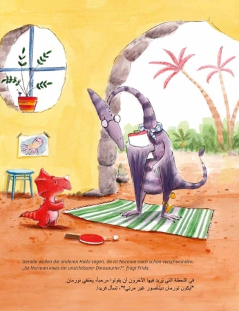 Normans erster Tag im Dinokindergarten,  Deutsch und Arabisch