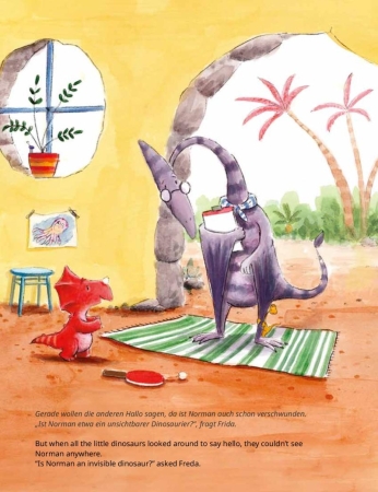 Normans erster Tag im Dinokindergarten,  Deutsch und Englisch
