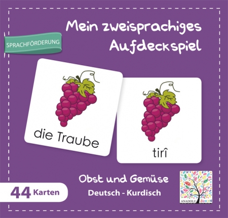 Mehrsprachiges Aufdeckspiel Obst & Gemüse, Deutsch-Kurdisch