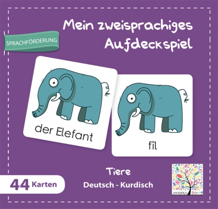 Mehrsprachiges Aufdeckspiel Tiere, Deutsch-Kurdisch