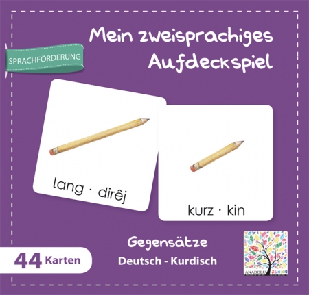 Mehrsprachiges Aufdeckspiel Gegensätze , Deutsch-Kurdisch