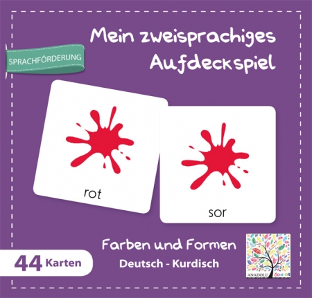 Mehrsprachiges Aufdeckspiel Farben und Formen, Deutsch-Kurdisch