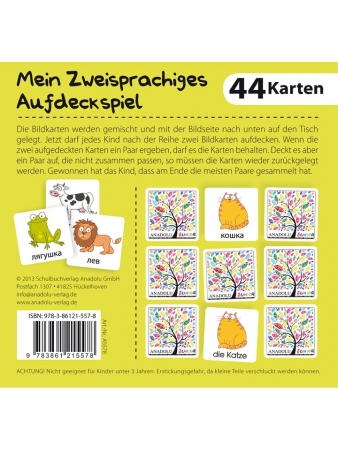 Mehrsprachiges Aufdeckspiel Tiere, Deutsch-Russisch